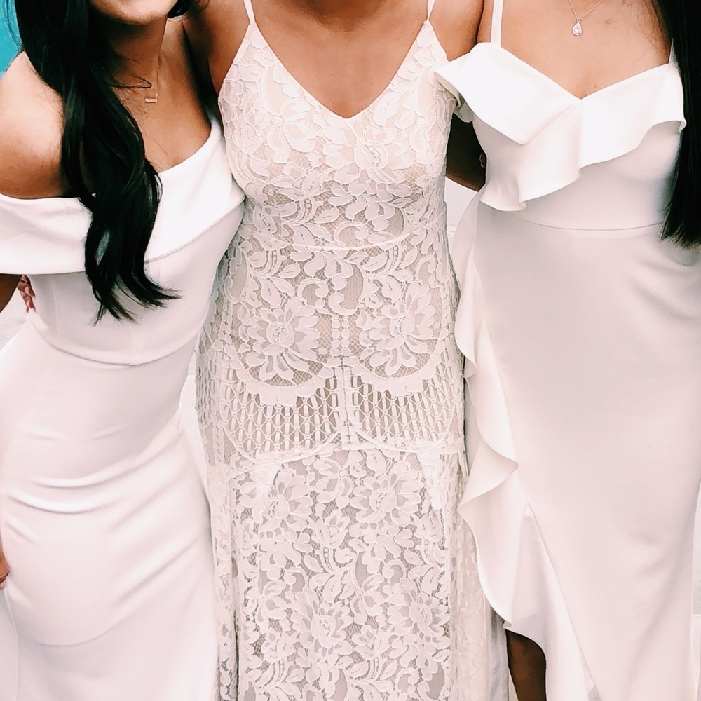 Lulu’s white lace formal dress